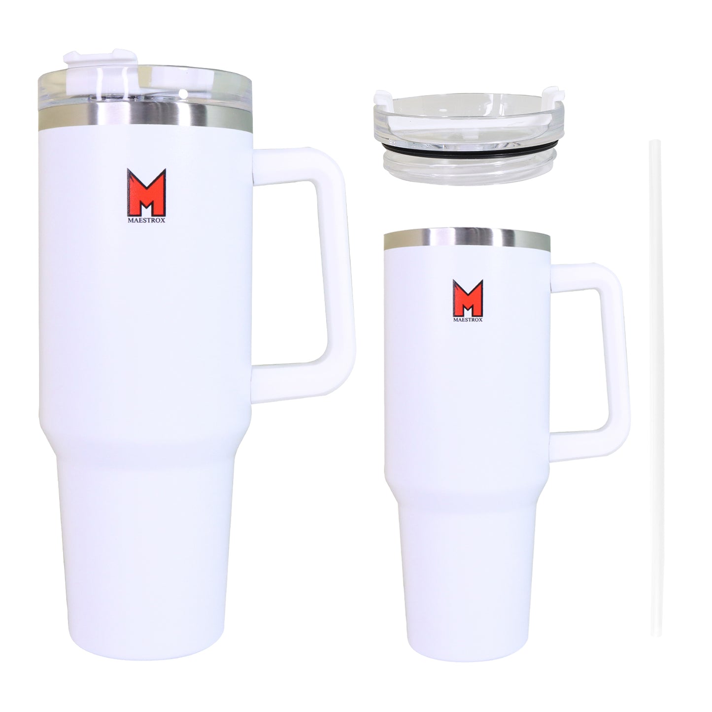 Maestrox 40oz Tumbler Cup With Handle And Straw Lid, Stainless Steel Travel Mug, Double Wall Vacuum Insulated Coffee Mug, Travel Bottle For Hot & Cold Drinks