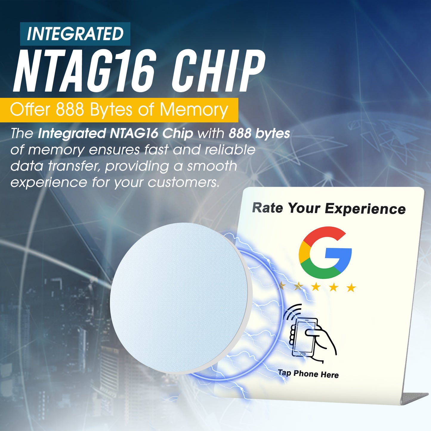 MAESTROX Google Review Tap Card Stand, Acrylic Material, NTAG16 Chip, NFC Review Card Stand All Phones Compatible - No QR Code - Business Review Cards