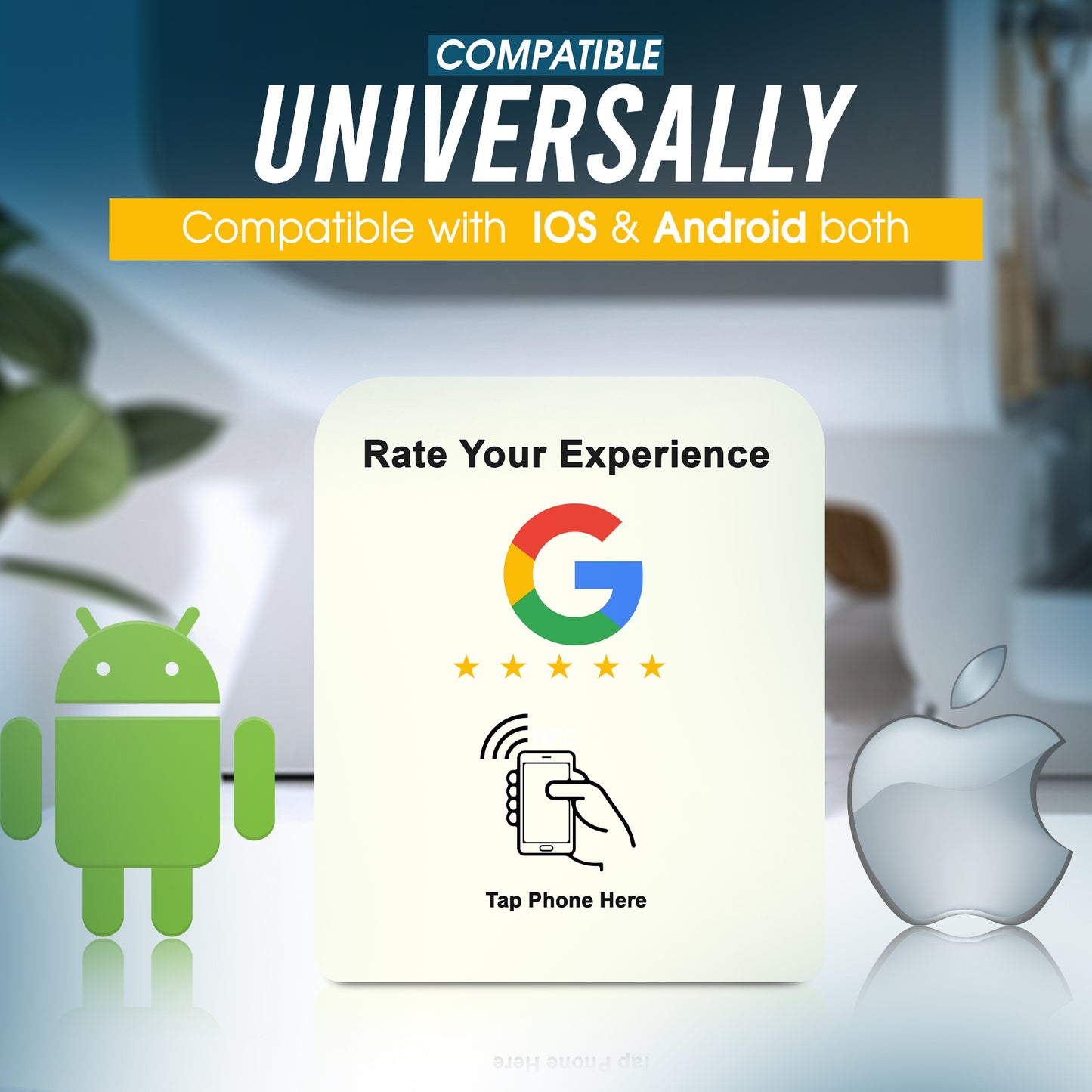 MAESTROX Google Review Tap Card Stand, Acrylic Material, NTAG16 Chip, NFC Review Card Stand All Phones Compatible - No QR Code - Business Review Cards