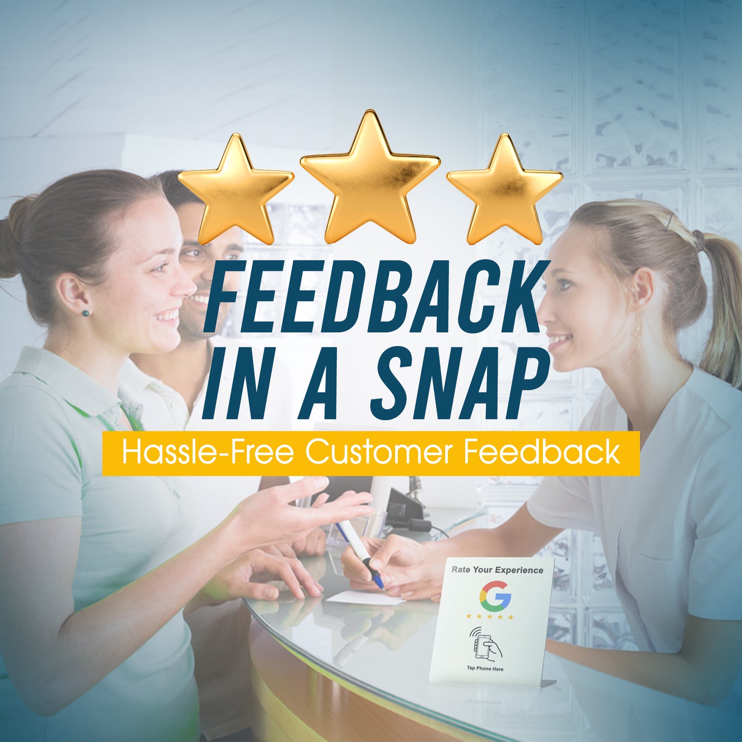 MAESTROX Google Review Tap Card Stand, Acrylic Material, NTAG16 Chip, NFC Review Card Stand All Phones Compatible - No QR Code - Business Review Cards
