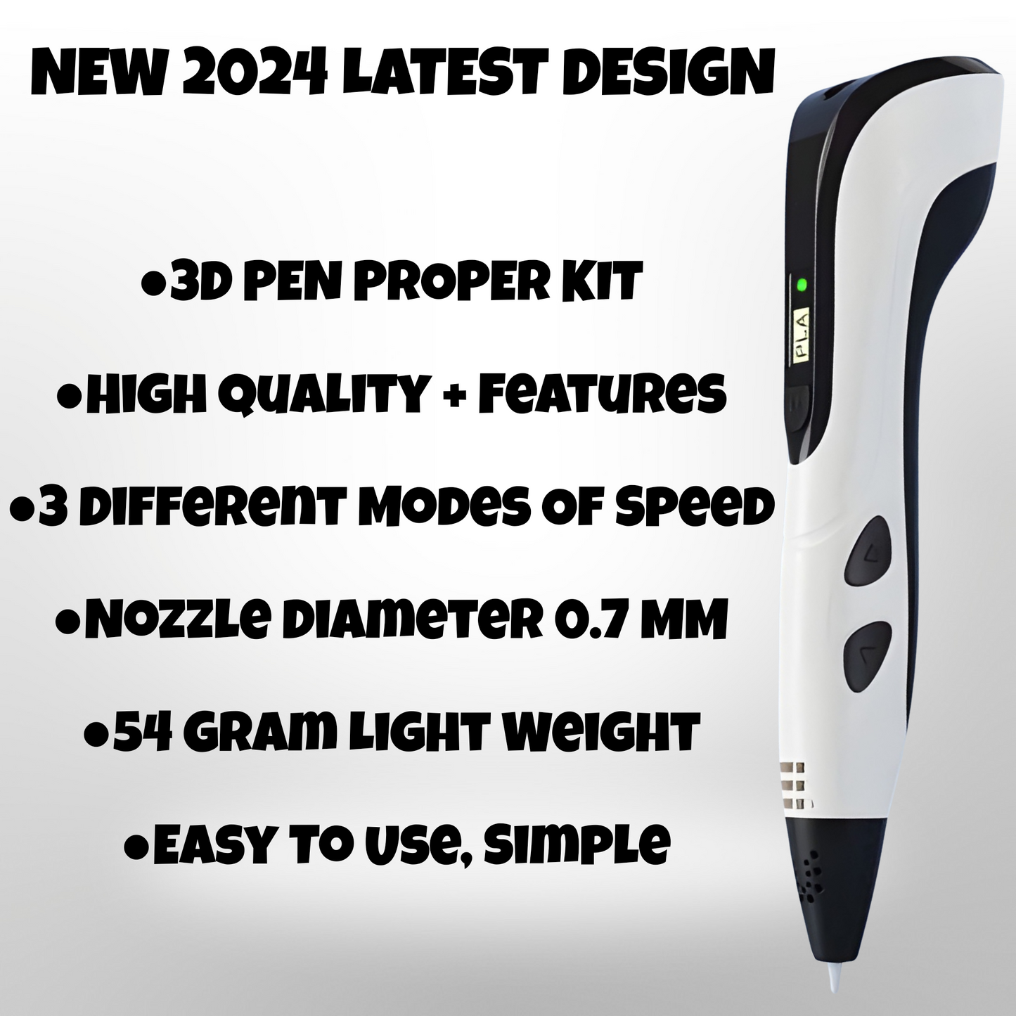 3D Printing Pen for Kids & Adults, Contain - 3D Pen, Starter Colours PLA Filament, User Manual, Also A Charger, 2024 Latest 3D Pen Kit