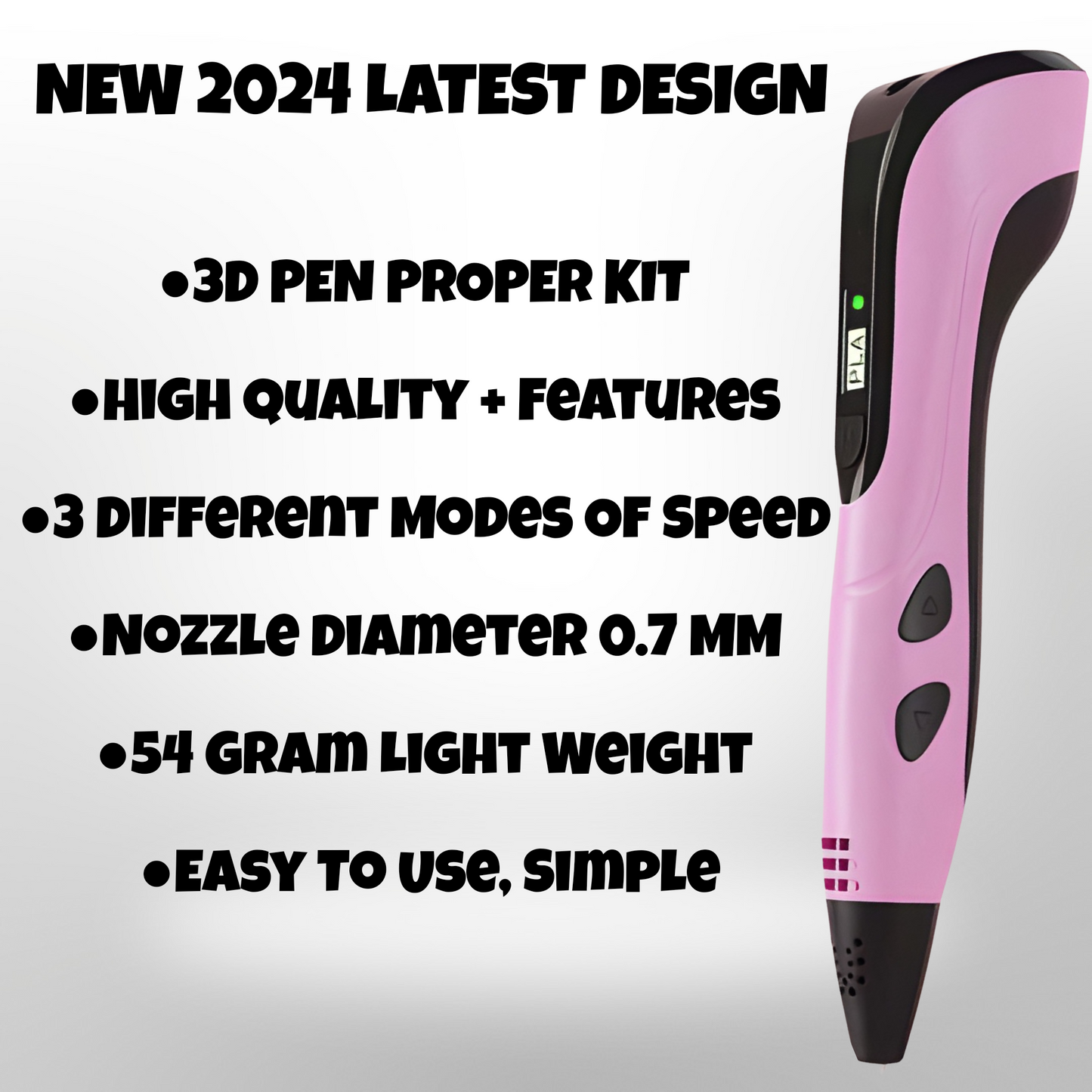 3D Printing Pen for Kids & Adults, Contain - 3D Pen, Starter Colours PLA Filament, User Manual, Also A Charger, 2024 Latest 3D Pen Kit