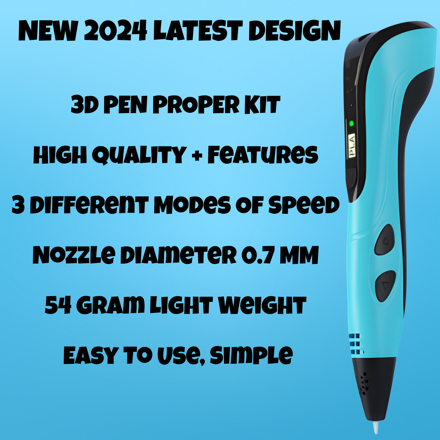 3D Printing Pen for Kids & Adults, Contain - 3D Pen, Starter Colours PLA Filament, User Manual, Also A Charger, 2024 Latest 3D Pen Kit